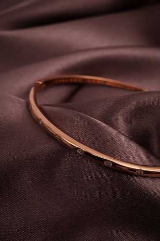 Zircon Taşlı Rose Renk 925 Ayar Gümüş Bileklik 10,13Gr