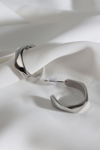 Vintage Gümüş Renk Halka Küpe