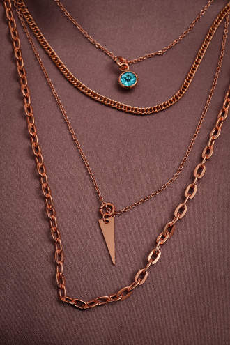 Rose Kaplama 4'Lü Kombin Kolye