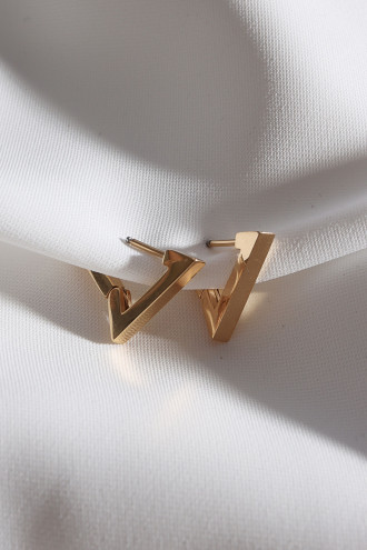 Çelik Üçgen Küçük Gold Renk Küpe