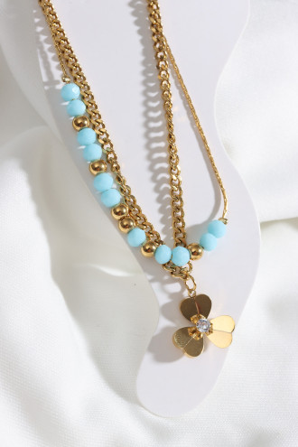 Çelik 2'Li Bocuk Detaylı Gold Renk Yonca Halhal