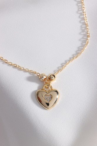 Kalp Uçlu Gold Renk Zincir Halhal
