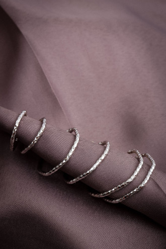 6'Lı Işıltılı Gümüş Renk Halka Küpe