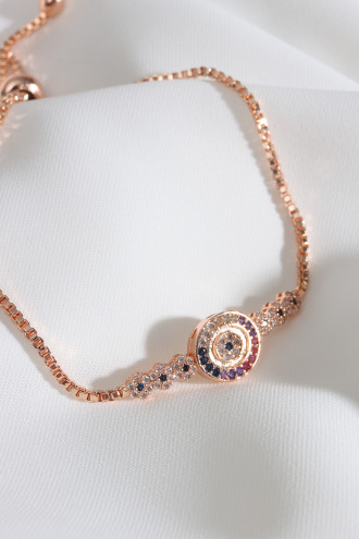 Nazar Boncuklu Asansörlü Rose Bileklik