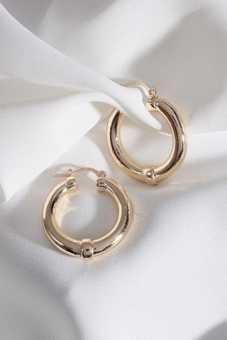 Gold Renk Düğme Modelli Vintage Halka Küpe