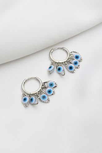 Nazar Boncuklu Gümüş Renk Shakıra Küpe Nazar Boncuklu Gümüş Renk Shakıra Küpe