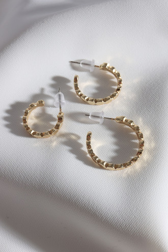 Kadın 3'Lü Gold Renk Halka Küpe Set