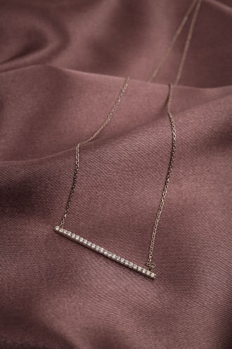 Zircon Taşlı Şerit 925 Ayar Gümüş Kolye 2,20 Gr