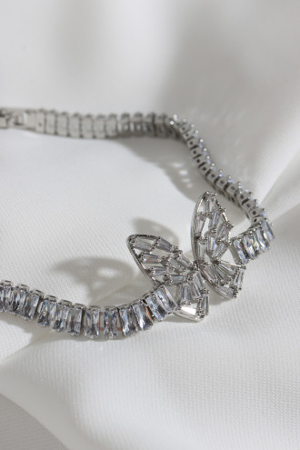 Kelebekli Su Yolu Gümüş Renk Çelik Bileklik