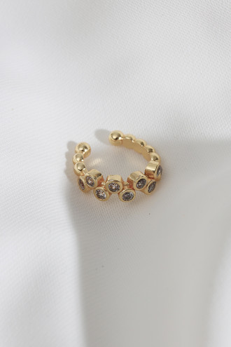 Taşlı Sıkıştırmalı Gold Renk Kıkırdak Küpe