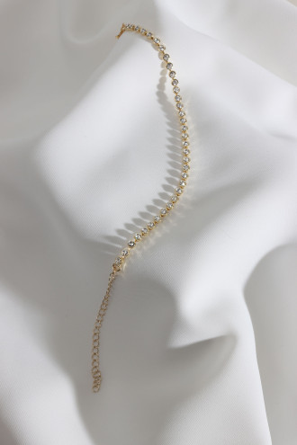 Gold Renk Beyaz Taşlı Su Yolu Bileklik