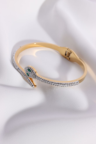 Çelik Gold Renk Yılan Kelepçe Bileklik