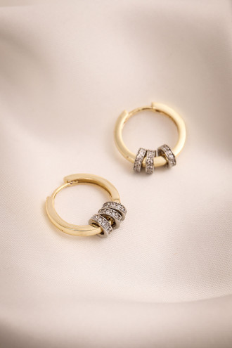 Beyaz Taşlı Rondela Halka Küpe