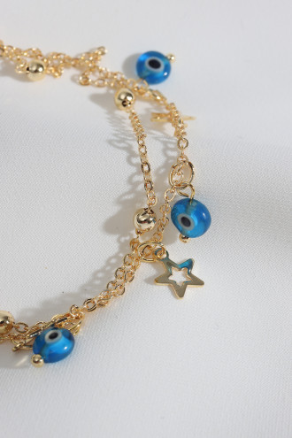 Nazar Boncuklu Gold Renk Halhal