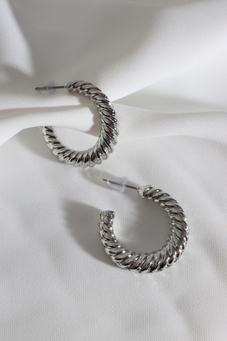 Vintage Burgu Gümüş Renk Halka Küpe