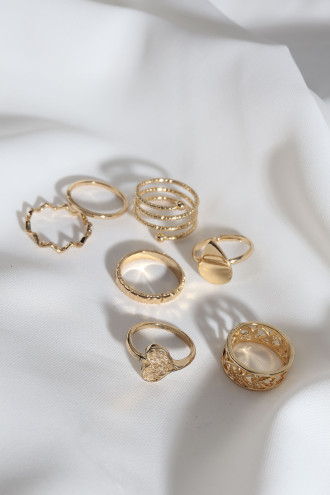 7 Adet Gold Renk Çoklu Yüzük Seti