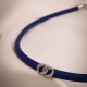 Mavi Yumuşak Deri Gümüş Renk Zircon Taşlı Choker