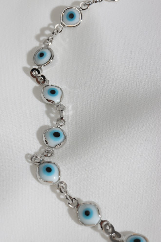 Göz Figürlü Zincir Gümüş Renk Kolye