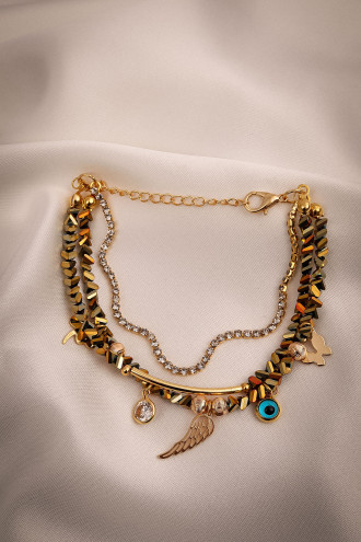 Gold Renk Kristalli 3'Lü Bileklik