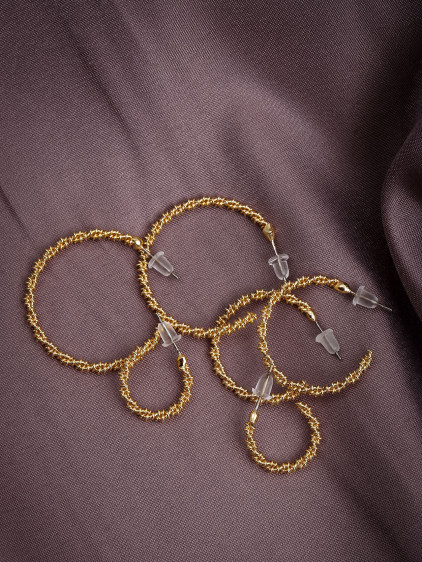 6'Lı Gold Renk Set Halka Küpe
