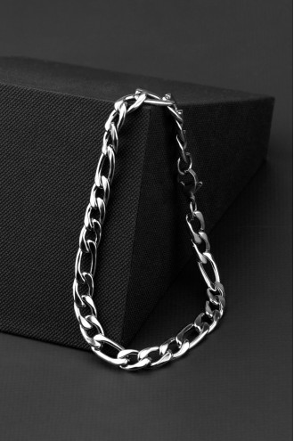 Çelik Gümüş Renk Erkek Kalın Zincir Bileklik