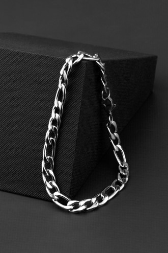 Çelik Gümüş Renk Erkek Kalın Zincir Bileklik