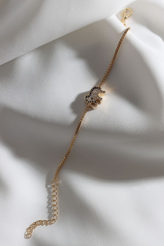 Zircon Taşlı Fil Figür Gold Renk Bileklik