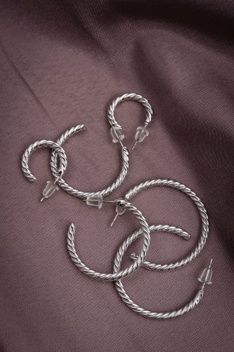 6'Lı Gümüş Renk Bukle Halka Küpe