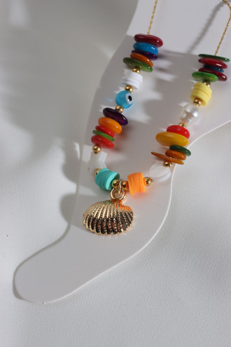 Gold Renk Deniz Kabuğu Uçlu Boncuklu Halhal