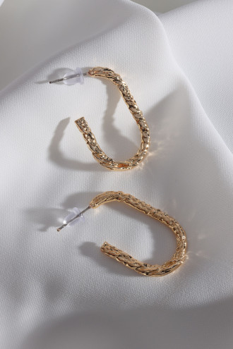 Vintage Gold Renk Oval Halka Küpe