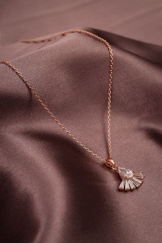 Baget Taşlı Rose Kolye