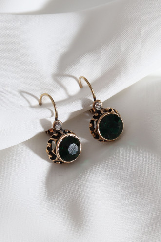 Yeşil Tek Taşlı Otantik Küpe