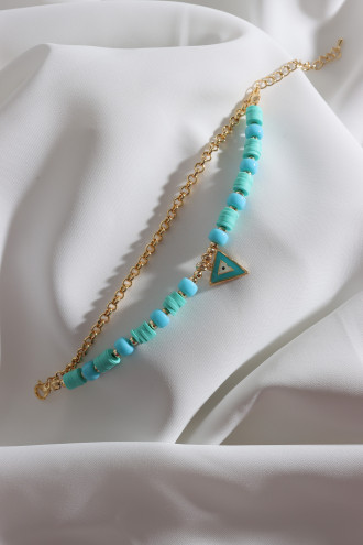 2'Li Açık Yeşil Fimo Boncuklu Üçgen Sallantılı Bileklik