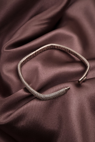 Zircon Taşlı Gümüş 925 Ayar Gümüş Kelepçe Bileklik 21,62