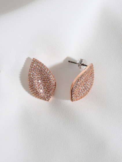 Zircon Taşlı Rose Abiye Küpe Zircon Taşlı Rose Abiye Küpe