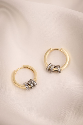 Beyaz Taşlı Rondela Halka Küpe