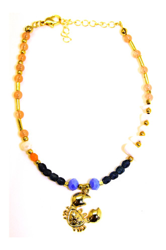 Doğaltaşlı Yengeç Figürlü Halhal Doğaltaşlı Yengeç Figürlü Halhal