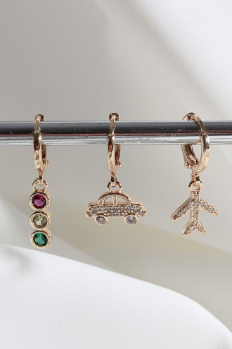 Vip Collectıon 3'Lü Gold Renk Halka Küpe