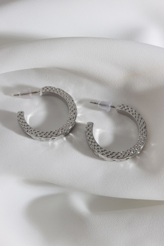 Vintage Gümüş Renk Halka Küpe