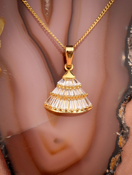 Baget Taşlı Gold Renk Kolye