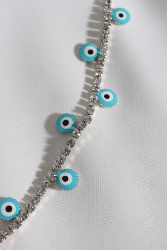 Mavi Nazarlı Su Yolu Gümüş Renk Bileklik