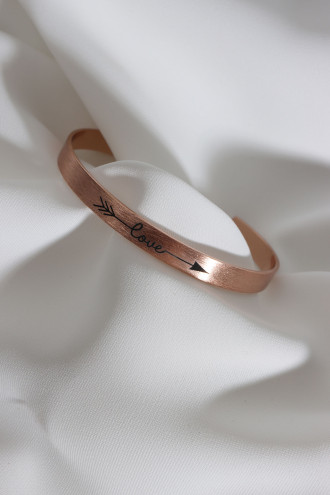 Love Yazılı Rose Renk Kararmaz Vip Bileklik