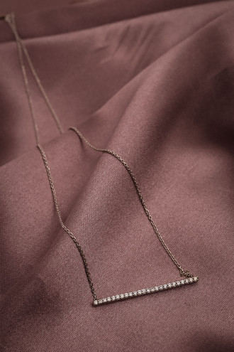 Zircon Taşlı Şerit 925 Ayar Gümüş Kolye 2,20 Gr