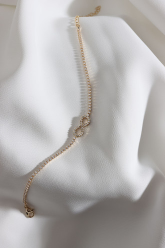 Sonsuzluk Figürlü Zircon Taşlı Gold Renk Suyolu Bileklik