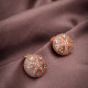 Yuvarlak Zircon Taşlı Gold Abiye Küpe