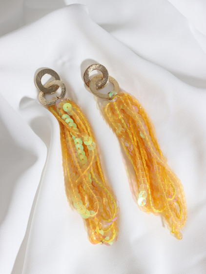 Sarı Pul Sallantılı Gold Renk Küpe Sarı Pul Sallantılı Gold Renk Küpe