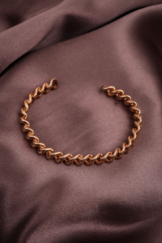 Zincir Model Rose Renk 925 Ayar Gümüş Kelepçe Bileklik 9,96 Gr