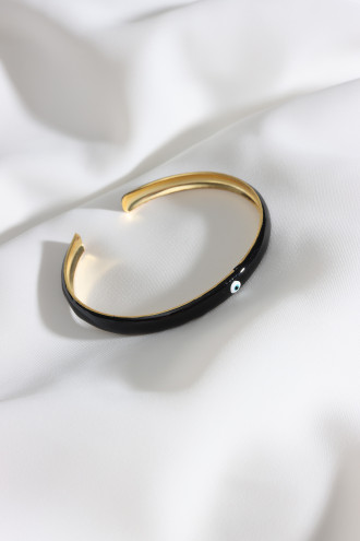 Pastel Siyah Kaplama Nazar Boncuklu Gold Renk Bilezik