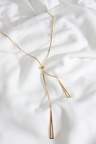 Asansörlü Gold Renk Süzme Çelik Kolye