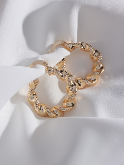 Gold Renk Bukle Vintage Halka Küpe